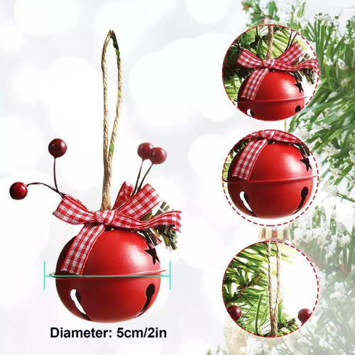 Conjunto De 6 Sinos De Natal, Árvore De Metal Oca Com Fita D