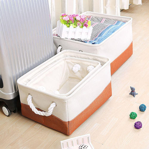 Cajas Organizadora Ropa Cestas Almacenaje Naranja+blanca
