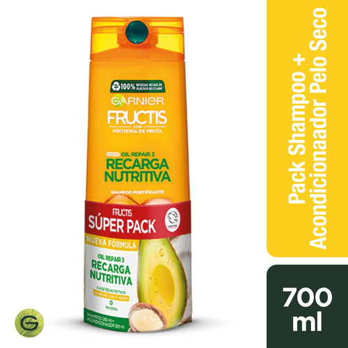 Imagen 1 de 4 de Pack Shampoo+acondicionador Recarga Nutritiva Fructis