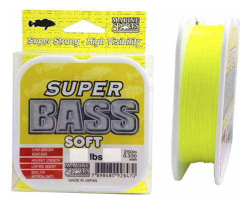 Linha Marine Monofilamento Soft Super Bass Yellow 0,370mm