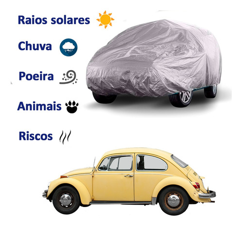 Capa Cobrir Carro Fusca Impermeável Proteção Total Sol/chuva