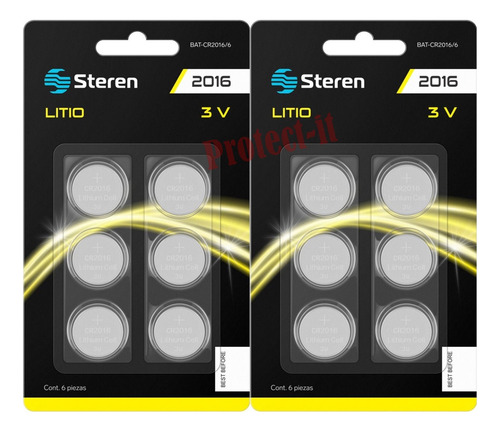 Pilas Steren Cr2016 Botón 12 Pzs 3v No Recargables