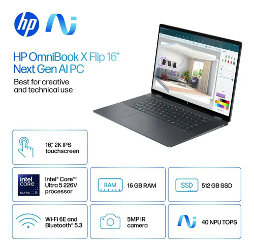 Hp Omnibook X Flip 2en1 Copilot 16 2k Touch Ultra 5 16gb 512