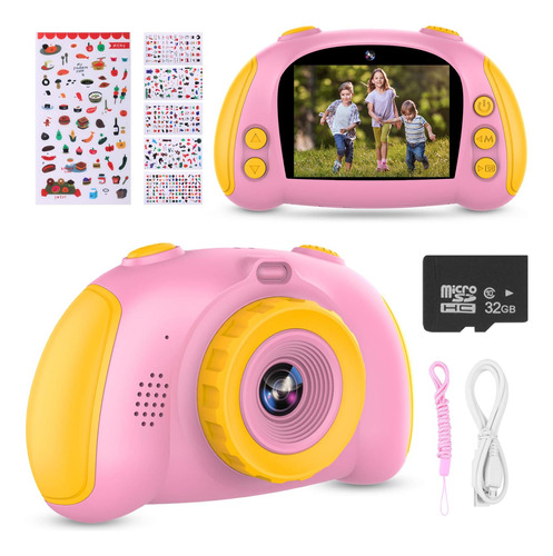 Camara Digital Para Niños 32gb Sd Selfie Portatil Rosa