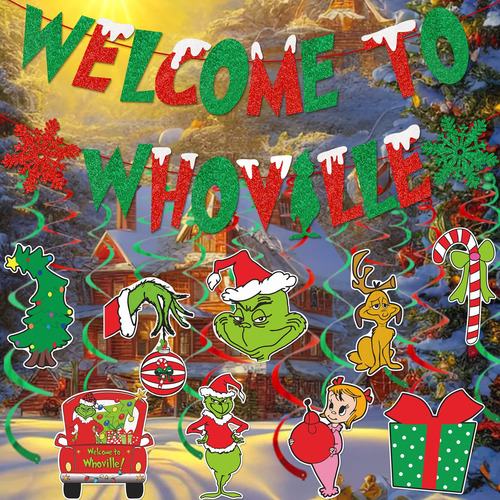 Cartel De Bienvenida A Whoville, Decoraciones Navidenas De W