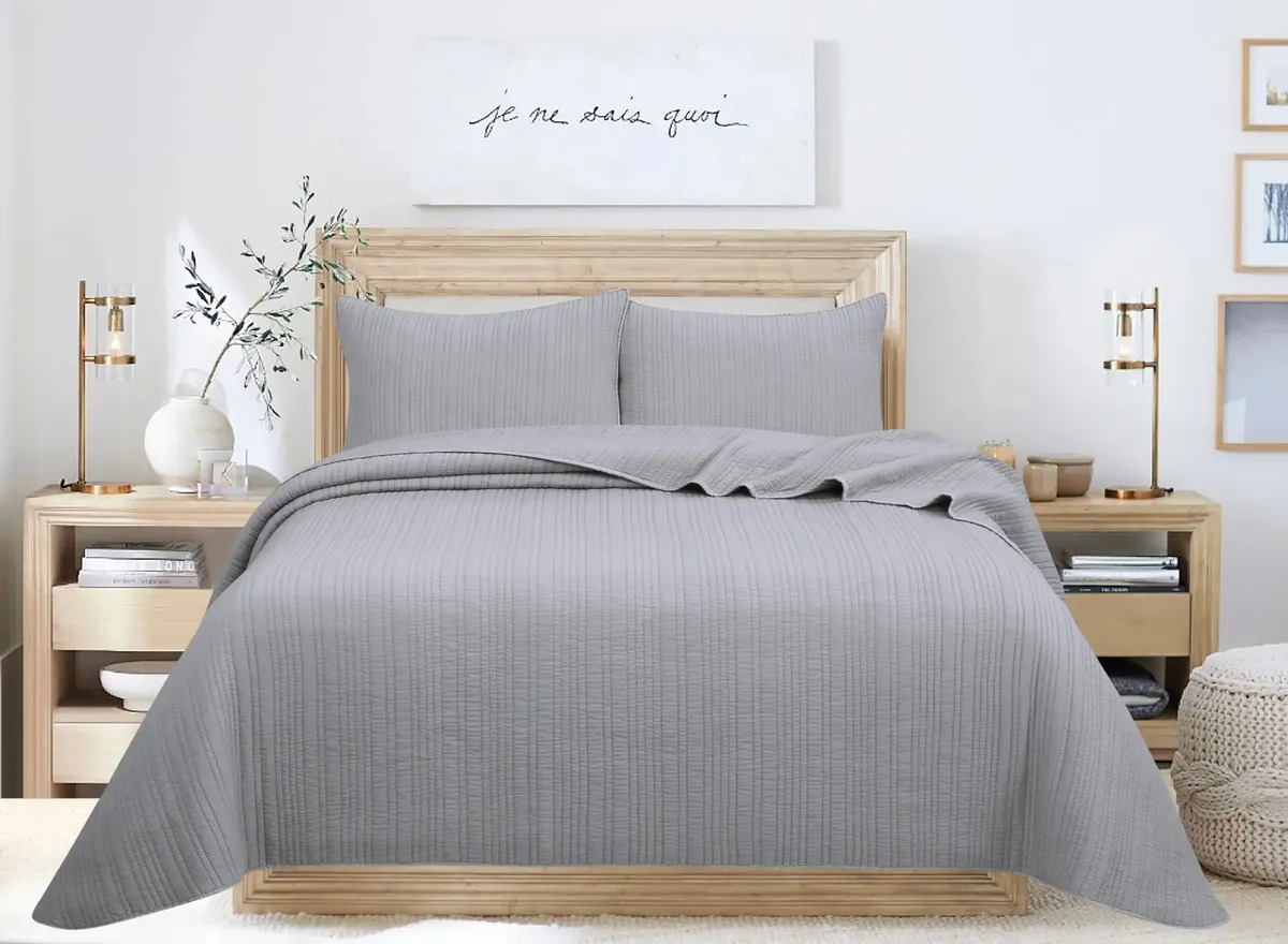 Quilt Cover Cubrecama Queen Petra Liso Kavanagh Color Gris Claro