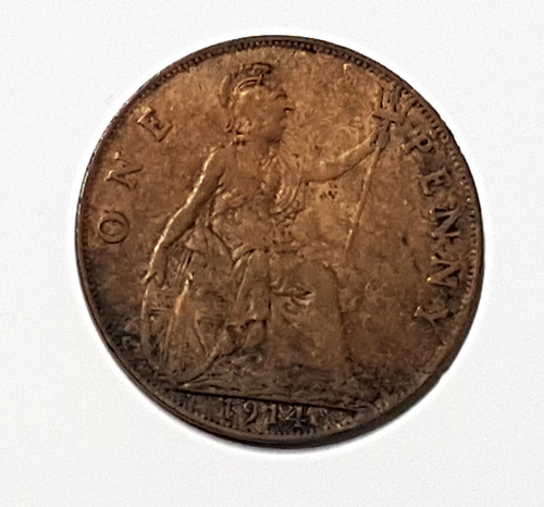 Moneda 1 Penique 1914 One Penny Reino Unido Gran Bretaña