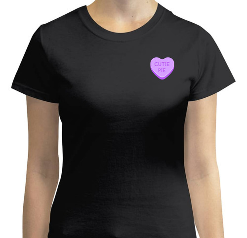 Playera Manga Corta Cutie Pie - Candy Heart - Corazón Morado