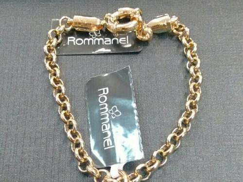 Pulseira Rommanel Elo Português Grosso Banhado A Ouro 550399 Diâmetro 19 Cm
