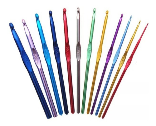 Imagen 3 de 4 de Set De 12 Crochet Cromados, Colores, De 2mm A 8mm