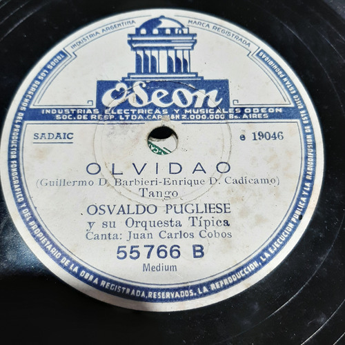 Pasta Osvaldo Pugliese Alberto Moran Juan Cobos Odeon C493
