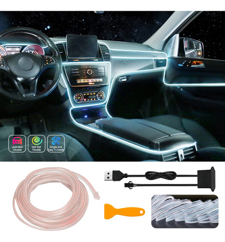 Tira Luz Led Interior Para Coche Alambre Neon Usb Borde Kit