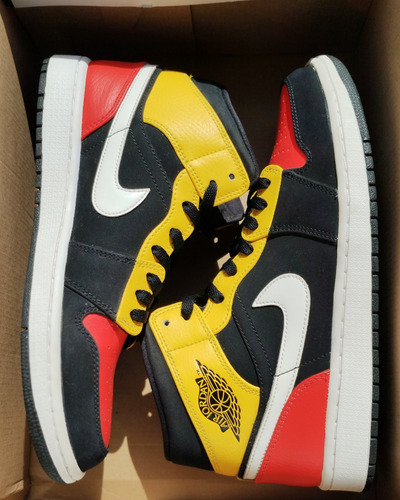 Nike Air Jordan 1 Mid Black Amarillo Orange Usadas (Usado)
