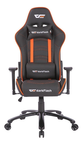 Cadeira ergonômica para jogadores DarkFlash RC600 em preto e laranja com estofamento em poliuretano