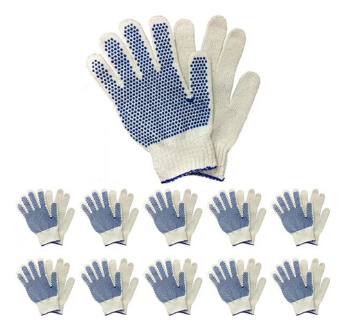 Guantes Moteados Pack X 10 U Reforzado Trabajo Resistentes