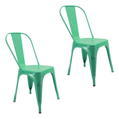 Kit X 2 Sillas Tolix Para Comedor Cafetería Restaurante Color de la estructura de la silla Verde menta