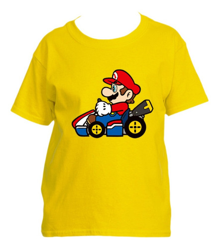 Polera Estampada Mario Bros Auto Niño/niña Gamer