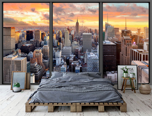 Fotomural New York Simulación Ventanas 3 X 2 M