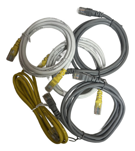 Combo De 5 Cables De Red Cat 6 Con Fichas Rj45 X 1,20 Mts