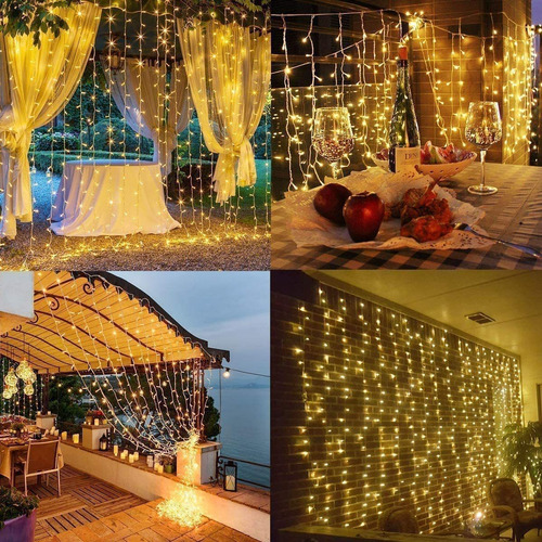 Luces De Cortina Usb Hada Cadena Brillante Luces 200 Led 2m