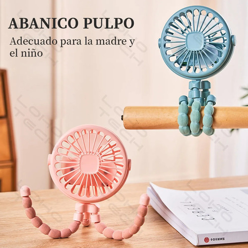Trípode Flexible Ventilador De Mano Portátil Recargable Rosa