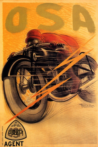 Moto Osa Motociclista Velocidade  Poster Repro