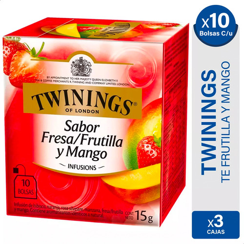 Te Twinings Frutilla Y Mango Infusion - X3 Cajas X10 C/u