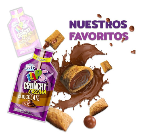 Imagen 3 de 3 de Crema De Chocolate Flips Crunchy Crema 27g por 12 unidades Flips Congrupo chocolate con cereal caja pack x 12