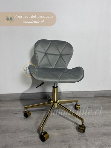 Silla De Escritorio Acolchada Mariposa Felpa Y Base Dorada