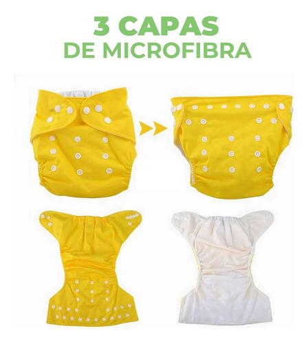 6 Pañales Reutilizables Tela Para Bebé Ecologico +6 Insertos