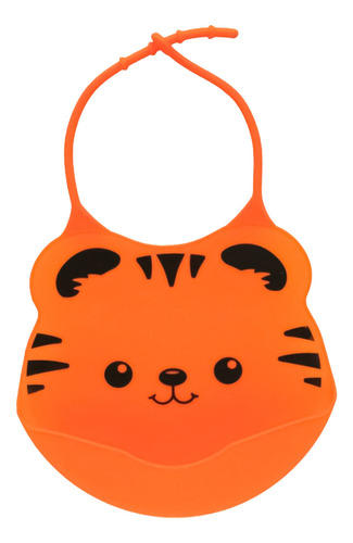 Babador Silicone Bebê Infantil Com Bolso Coletor Buba Cor Laranja