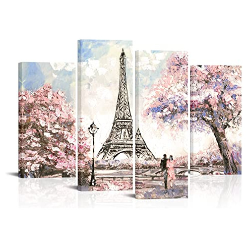 Cuadros De París Rosa, Decoración De Pared De Torre E...