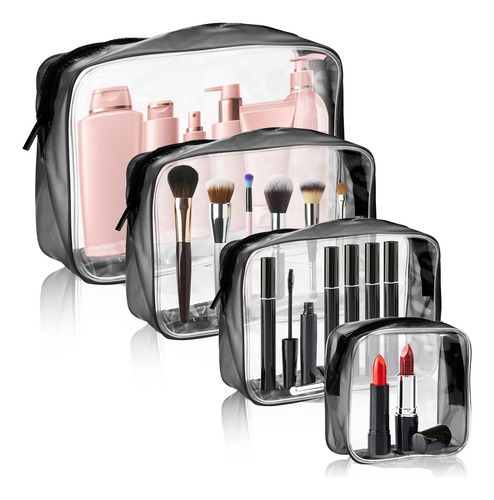 Rcybeo Paquete De 4 Bolsas De Maquillaje Transparentes Con C