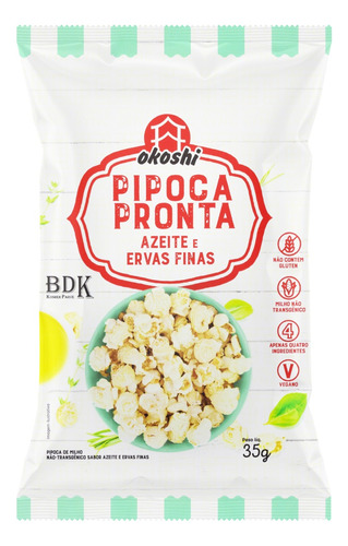 Pipoca Pronta Azeite e Ervas Finas Okoshi Pacote 35g