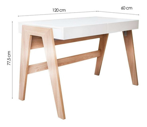 Escritorio Artesano Escrivaninha 2 gavetas trend mdf, mdp de 120cm x 77.5cm x 60cm hanover y off white
