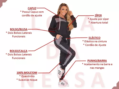 Calça Feminina Moletom c/ Detalhe em Onça