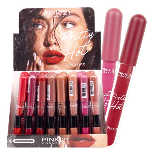 48 Lip Gloss Pretty Hot Cs4195 - Kit Pink21 Atacado Sj