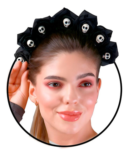 Coroa Flores Pra Fantasia Caveira Mexicana Halloween Linda Cor Preto