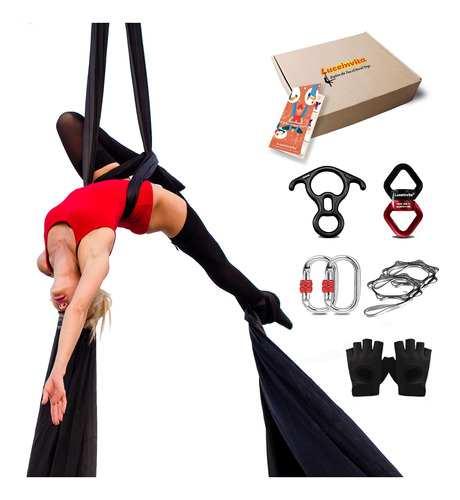 Seda Aerea 11 Yarda Hamaca Yoga Elastica Baja Media Para Kit