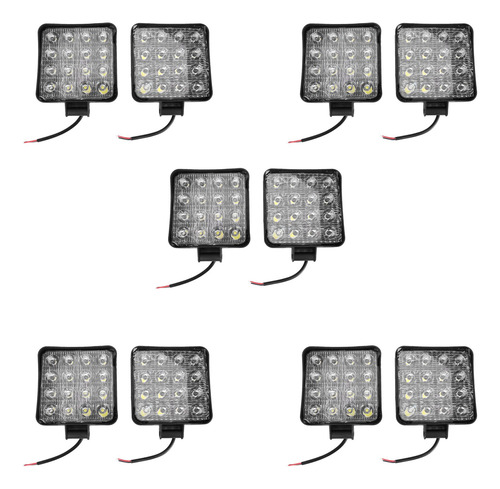 10 Luces De Trabajo Cuadradas Led De 48 W Y 6000 K