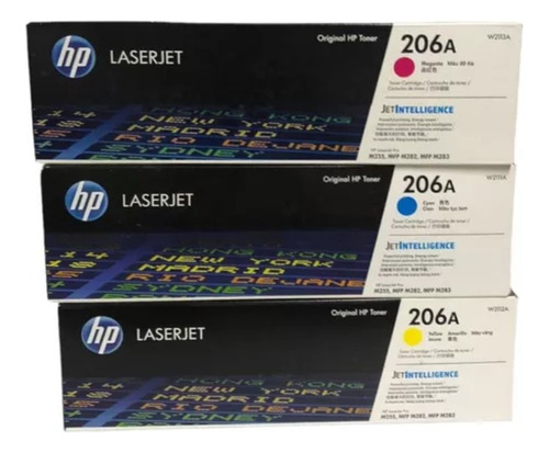 Paquete 3 Toner Hp 206a Nuevo Original