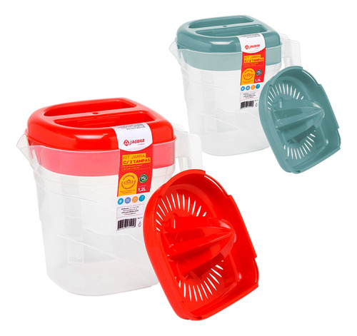 Jarra Para Suco 1,2l Com Tampa Espremedor De Laranja Jaguar