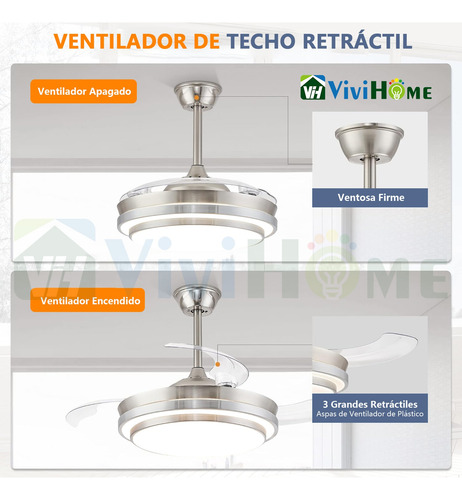 2 Ventilador De Techo 4 Aspas Abanicos Con Control Remoto 1.067 M 60 Hz Blanco Blanco Plástico 4