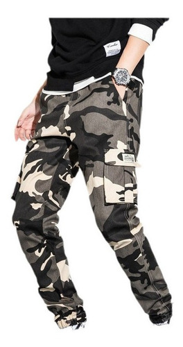 Camuflaje Hombres Skinny Pantalones Militar Algodón Multi