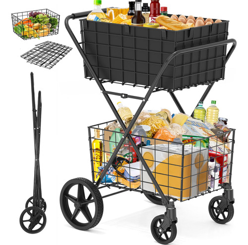Carrito De Compras Extra Grande De 2 Niveles Para Comestible