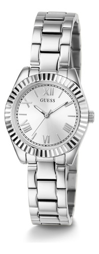 Reloj De Pulsera Guess Gw0687l1, Analógico, Para Mujer, Fondo Plateado, Con Correa De Acero Inoxidable Color Plateado, Bisel Color Plateado Y Pulsera