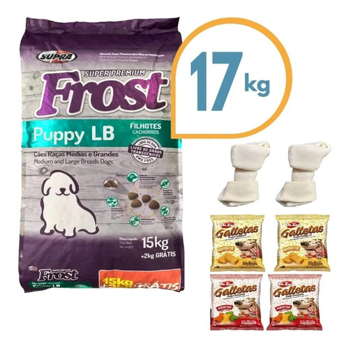 Frost Cachorro Lb 17k + 2 Huesos Lonja+4 Snacks+envio Gratis