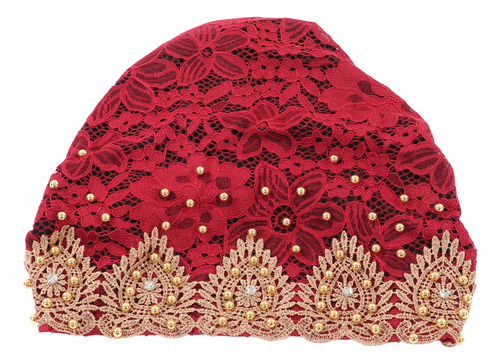 Turbante Musulmán Con Estampado De Cabeza Roja Para Mujer, E