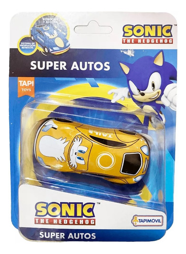 Auto Sonic Con Propulsión Retráctil Tapimovil Snc01227 Personaje Sonic the Hedgehog