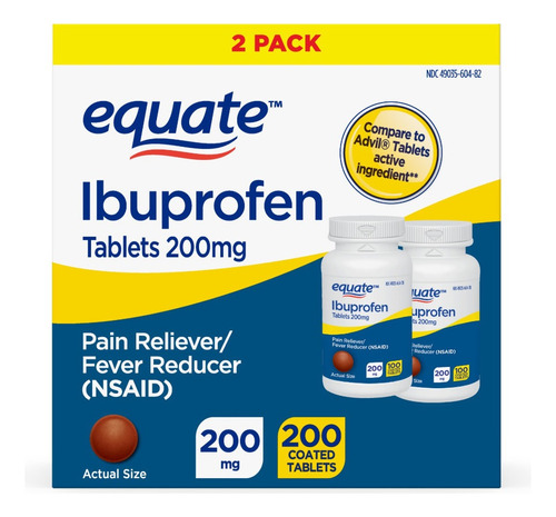 Equate Ibuprofen 200 Tabletas Iboprufeno 200mg Eg I10 Sabor Nd